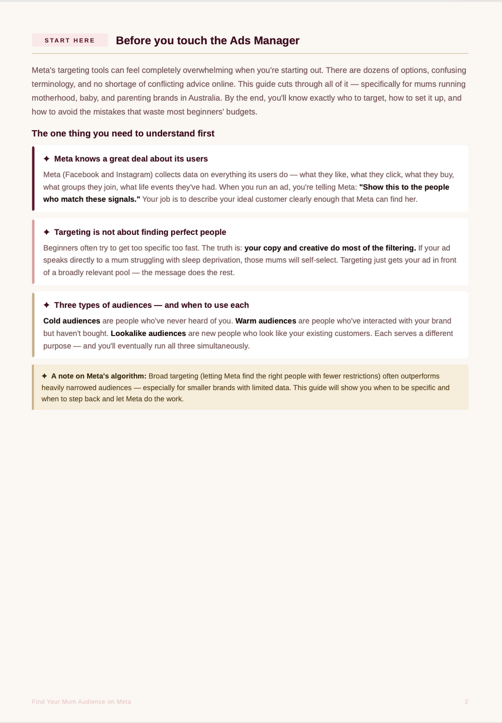 'Find Your Mum Audience' On Meta Guide