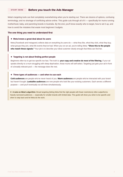 'Find Your Mum Audience' On Meta Guide